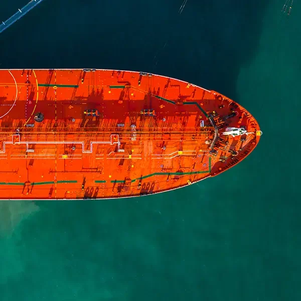 Gas carrier seen from above at sea