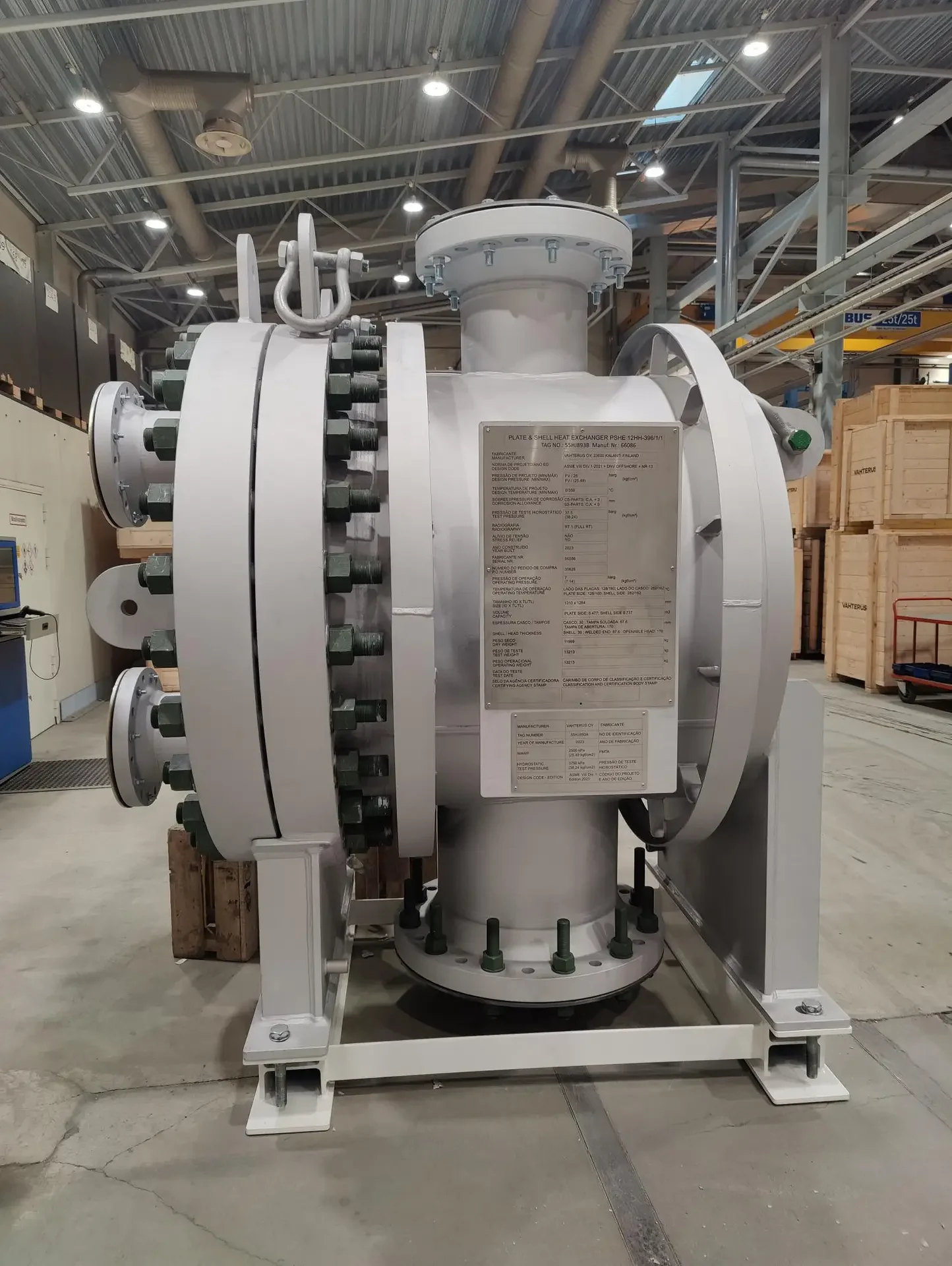 Vahterus PSHE 12 Steam Extraction Heater for Maria Quitéria FPSO in the workshop
