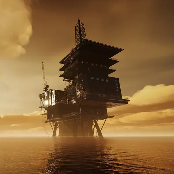 Offshore oil platform at sea
